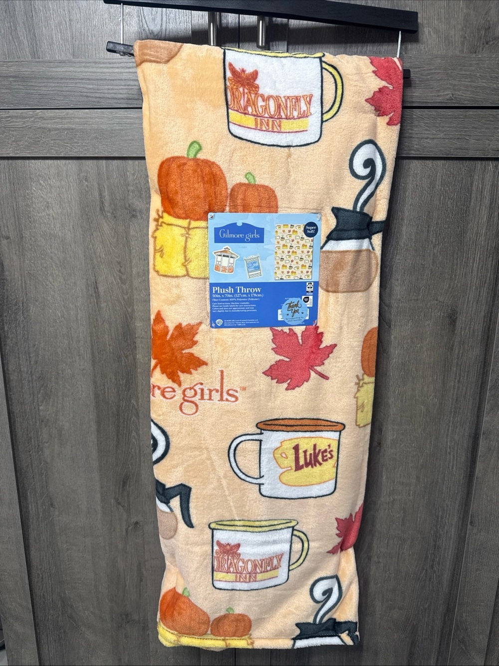 New Gilmore Girls Fall Pumpkin Coffee 50x70 Plush Throw Blanket On Hanger